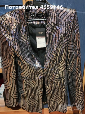 Ново сако Zara, с пайети, размер s, с етикет