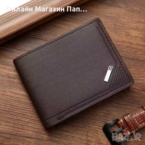 Мъжки портфейл от еко кожа – тънък бизнес портфейл с щипка за пари и отделения за карти, снимка 7 - Портфейли, портмонета - 53218351