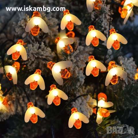 Градински декроративни лампи гирлянди със соларен панел пчелички - код 3702, снимка 12 - Соларни лампи - 37040394