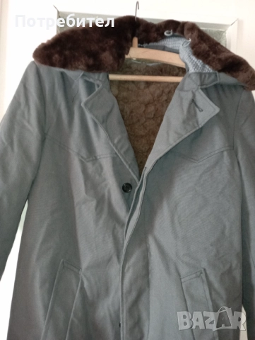 Мъжка шуба с подплата от агнешка кожа -  военна /габина/, снимка 2 - Палта - 52441324