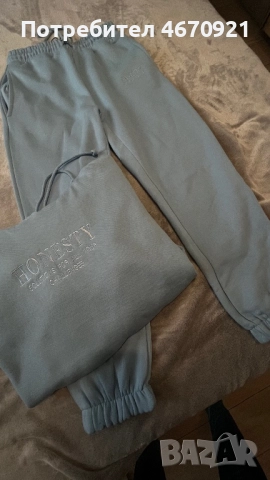 Дамски костюм от полар в син цвят, яке овърсайз, панталон размер S-M