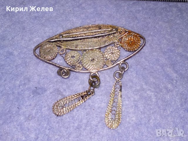 СТАРИННА ФИЛИГРАННА СРЕБЪРНА ВЪЗРОЖДЕНСКА БРОШКА РЪЧНА ИЗРАБОТКА 34412, снимка 5 - Антикварни и старинни предмети - 39507605