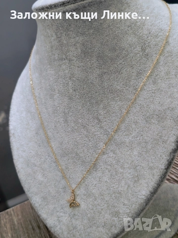 Златно Колие с Висулка Пеперуда 1.89гр / 14К, снимка 4 - Колиета, медальони, синджири - 52749017