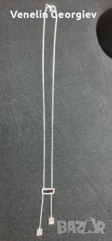 Дамски комплект, сребърно колие и обици, с камъни циркони и оникс 925, снимка 7 - Колиета, медальони, синджири - 49831841