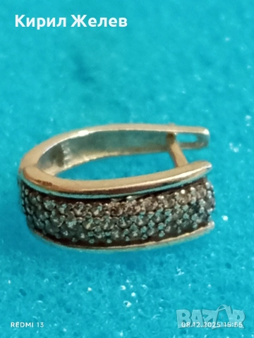 Скъпоценна сребърна обеца с миниатюрни цирконий ръчна изработка 31115, снимка 3 - Обеци - 52692125