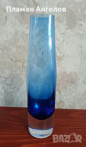 Стъклена ваза-кобалтово-синьо. , снимка 2 - Декорация за дома - 50154697
