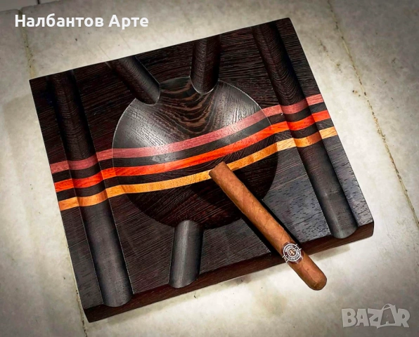 пепелник за пури от екзотична дървесина - масив