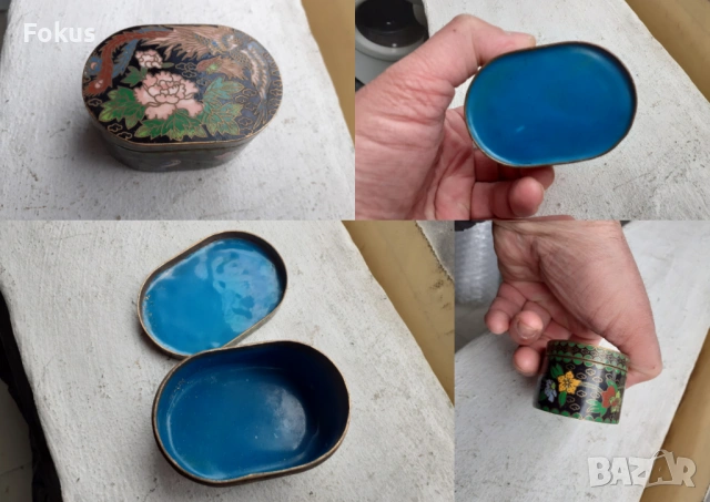 Клоазоне cloisonne клетъчен емайл бронз - стара кутийка, снимка 7 - Антикварни и старинни предмети - 53335608