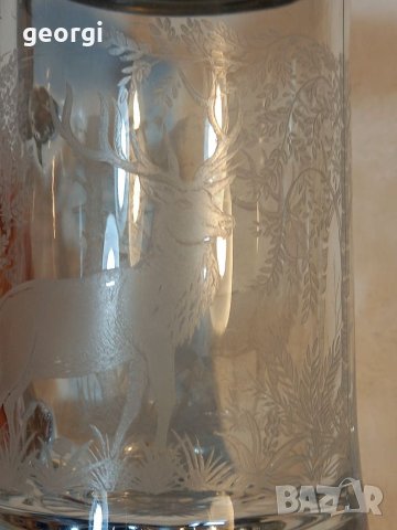 Немска стъклена гравирана халба, снимка 5 - Чаши - 38519792