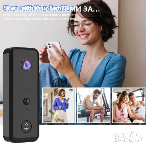 Смарт видео звънец с камера 720P и нощно виждане, снимка 2 - IP камери - 53245056