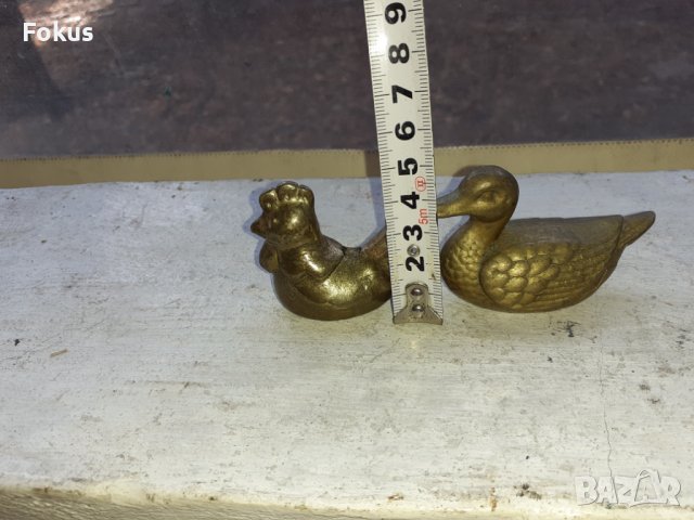 Лот от две стари бронзови пиленца статуетка фигура пластика, снимка 5 - Антикварни и старинни предмети - 39145692