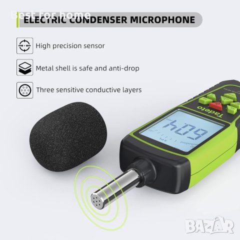 Измервател на децибели, цифров измервател на нивото на звука Tadeto, преносим,30 dB до 130 dB, снимка 5 - Други - 43118207