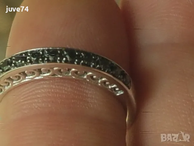 СРЕБЪРЕН ПРЪСТЕН С ЧЕРНИ ДИАМАНТИ (АФРИКА), снимка 6 - Пръстени - 49915783