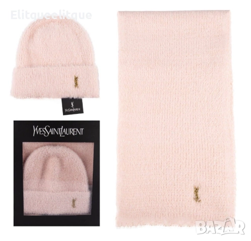 комплект пухена  шапка и шал в кутия ysl saint laurent celine moncler loewe, снимка 6 - Шапки - 52199820