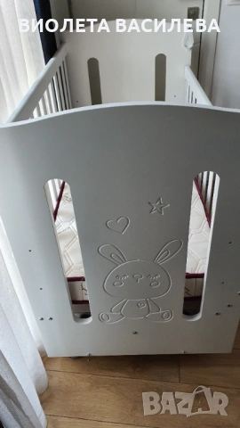 Бебешка кошара от МДФ Felicio + матрак Pierre Cardin, снимка 4 - Кошарки - 53140919