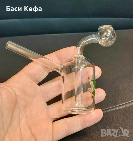 НОВ Стъклен Бонг / Фифка - 11 см., снимка 3 - Други - 52297234