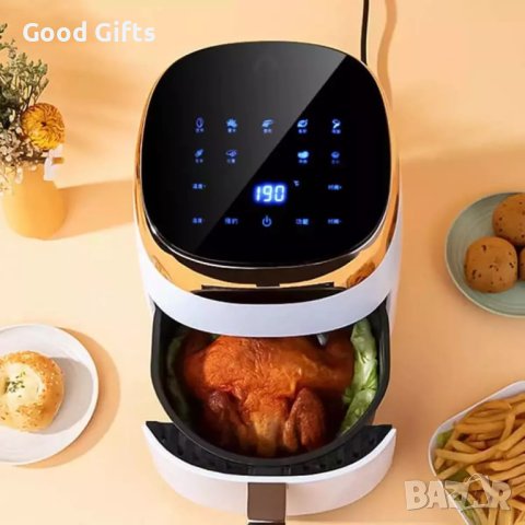 5 литра Елегантен Компактен Air Fryer - Фритюрник с горещ въздух , 1200 W, Тъч скрийн управление, снимка 3 - Фритюрници - 40839683