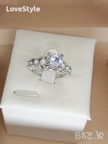 Pearl & Crystal Royal Ring 🤍✨ | дамски пръстен с перли