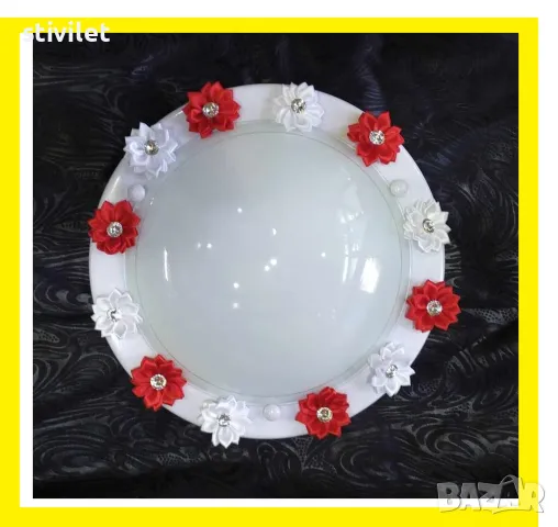 ПЛАФОН ЧЕРВЕНО ЦВЕТЕ КОПРИНА  - НОВО- 3D ЕФЕКТ., снимка 3 - Лампи за таван - 47360503