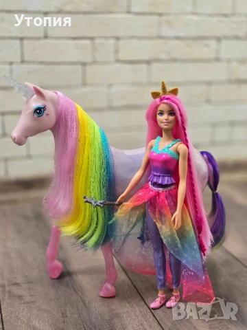 Кукла Барби и светещ музикален Еднорог, снимка 3 - Кукли - 50886304