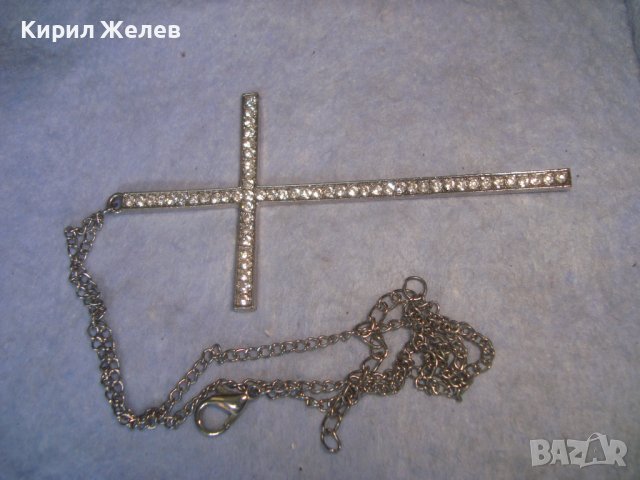 ПОСРЕБРЕН КРЪСТОВИДЕН МОДЕН АРТ МЕДАЛЬОН с КРИСТАЛИ и ВЕРИЖКА 31535, снимка 7 - Колиета, медальони, синджири - 36901755