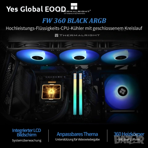 Thermalright FW 360 Black ARGB водно охлаждане 360 AIO, снимка 4 - Други - 53109539