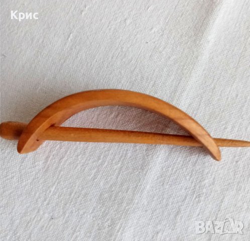 Дървена шнола за коса , снимка 1 - Аксесоари за коса - 38613211