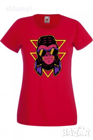 Дамска Тениска monkey with headphones,Изненада,Повод,Подарък,Празник                   , снимка 9 - Тениски - 37641187