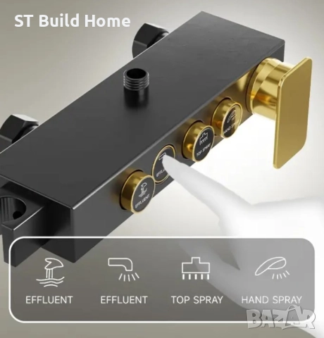 Луксозен комплект от 4 интелигентни душа – Черно & Злато, снимка 6 - Душове - 51694980
