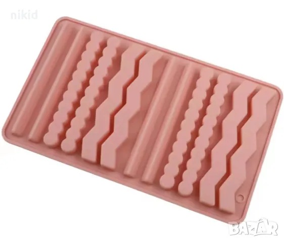 Зиг Заг дълги ленти наниз силиконов молд форма фондан шоколад декор гипс, снимка 2 - Форми - 49704245