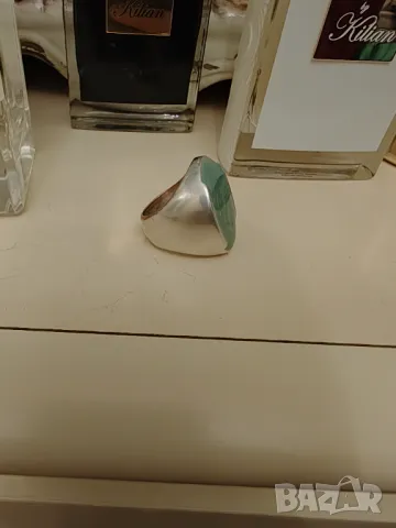 Масивен сребърен пръстен с естествен нефрит, снимка 10 - Пръстени - 47992943