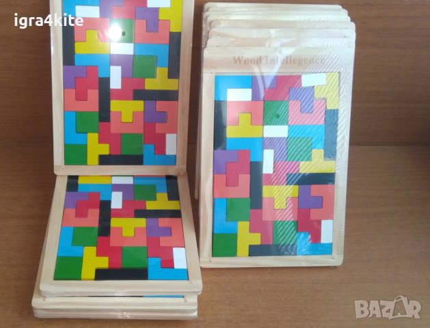 Нов модел масивен и по-дебел дървен цветен тетрис / всичко с дърво tetris wood, снимка 7 - Образователни игри - 37871816