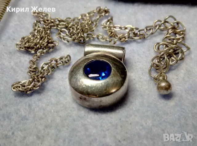 СКЪПОЦЕНЕН СРЕБЪРЕН МЕДАЛЬОН СРЕБРО 925 с ЮВЕЛИРНО ФАСЕТИРАН СИН ЦИРКОН и ПОСРЕБРЕНА ВЕРИЖКА 49733, снимка 9 - Колиета, медальони, синджири - 49913183