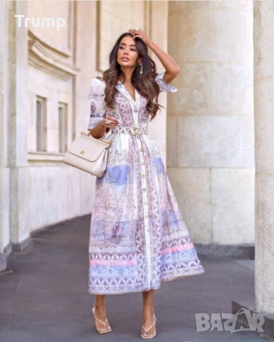-30% елегантна дълга рокля с колан, снимка 2 - Рокли - 51087279