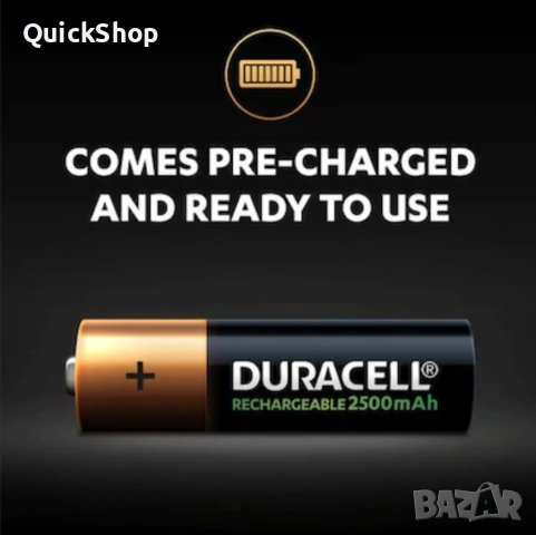 4х AA Duracell акумулаторни презареждащи се батерии 2500mAh, снимка 2 - Друга електроника - 43362127
