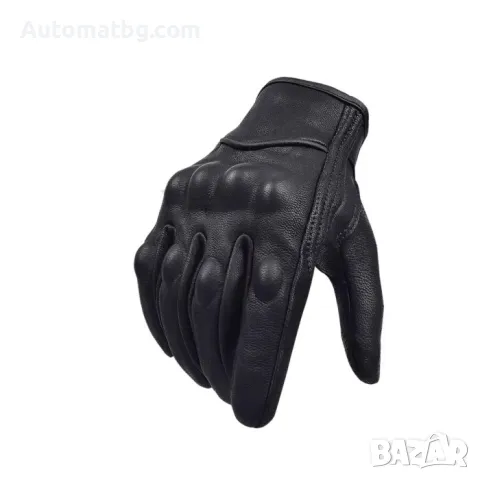 Кожени мото ръкавици Automat, Естествена козя кожа, L, XL, Черен