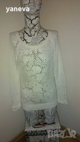 🔚🆒"Esmara"снежно бяла мрежеста блуза , снимка 8 - Блузи с дълъг ръкав и пуловери - 27048353
