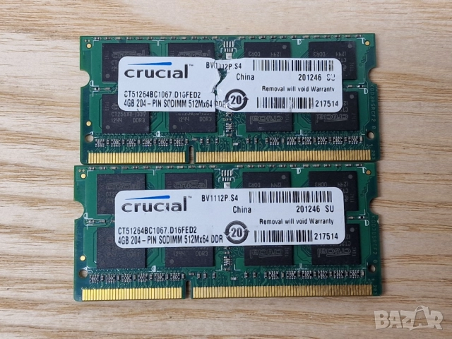 ✅4GB DDR3 16 чипа 1333Mhz Crucial Ram Рам Памет за лаптоп