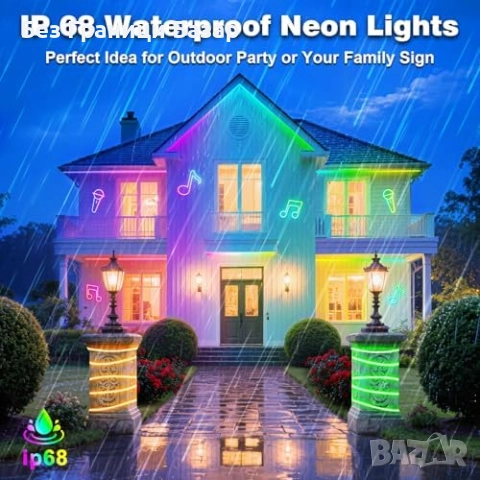 Нов 15m водоустойчив RGB неон IP68 с APP и дистанционно за двор и парти, снимка 3 - Лед осветление - 51937614