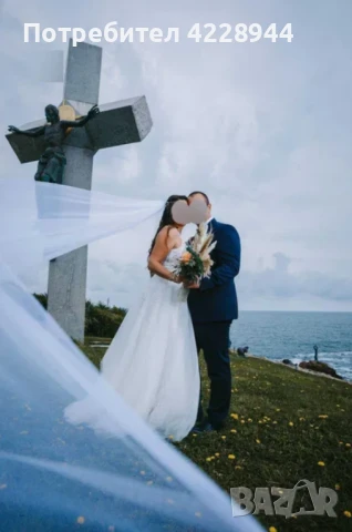 Дълъг бял воал булчински за сватба, фотосесия - 3 метра було, снимка 3 - Сватбени аксесоари - 50958575