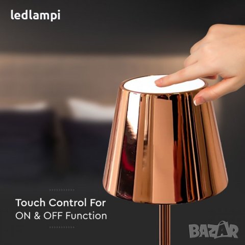 Настолна LED Лампа 3W Димиране Златна Презареждане Топло Бяла Светлина, снимка 2 - Настолни лампи - 43759879