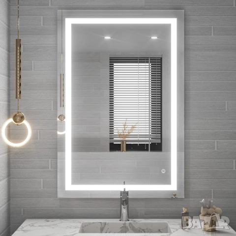 ЛЕД LED огледало за баня, за грим, димируемо, против замъгляване 11