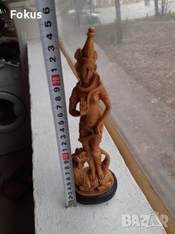 Стара статуетка на китайка фигура паста смола, снимка 6 - Антикварни и старинни предмети - 53430923