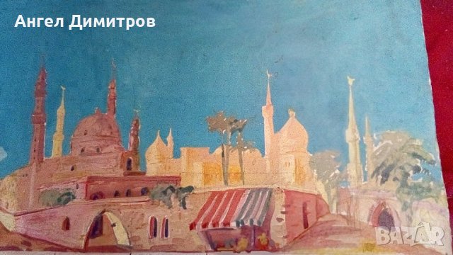 Стара картина акварел подписана , снимка 7 - Картини - 38924806