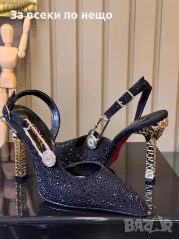 Versace Дамски Сандали На Златен Метален Ток Версаче Код E270, снимка 2 - Сандали - 50414583