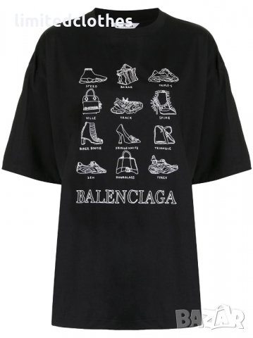 BALENCIAGA White Signature Styles Print Oversized Дамска / Мъжка Тениска size XS (L)