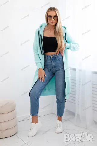 Дамски дълъг изолиран суичър с качулка, 14цвята , снимка 3 - Суичъри - 47609409