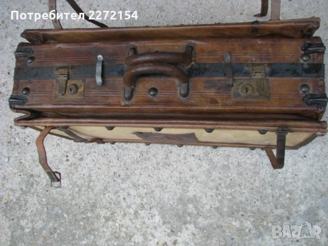 Голям стар куфар с мех-19 век, снимка 3 - Антикварни и старинни предмети - 28549836