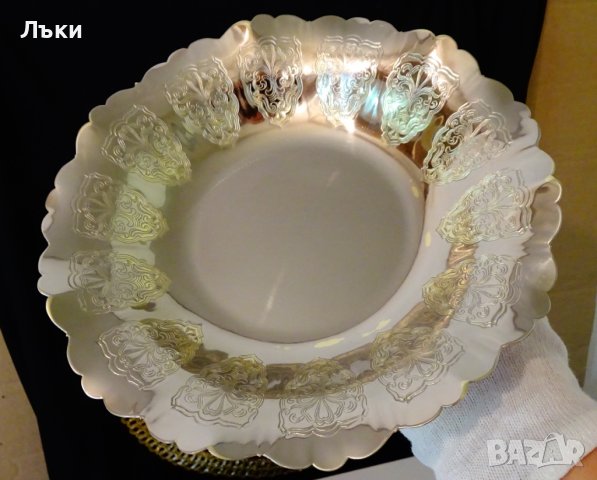 Посребрена фруктиера 22 см.,орнаменти. , снимка 6 - Антикварни и старинни предмети - 37550671