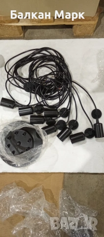 Винтидж, ретро полилей – индустриален стил, 8x E27,8 регулируеми пендели, снимка 2 - Лампи за таван - 53371563